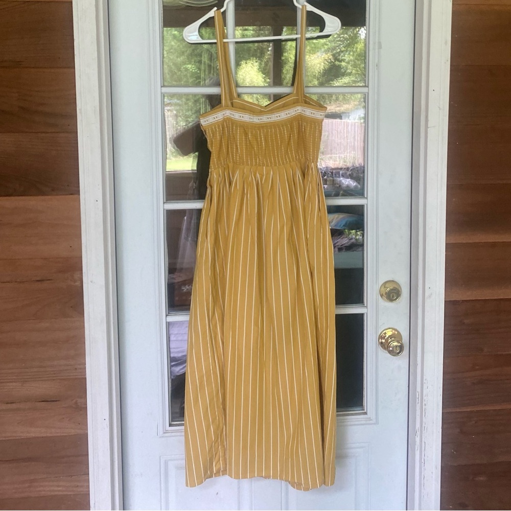 THE GREAT. Yellow Striped Midi Sundress - Picture 5 of 5